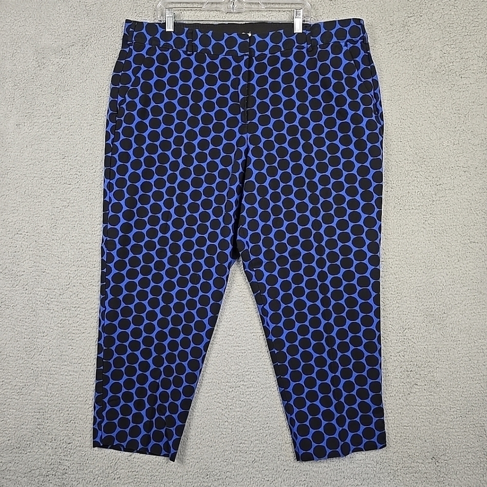 Lane Bryant Women's Pants Blue Black Polka Dot Size 24 Stretch Zip